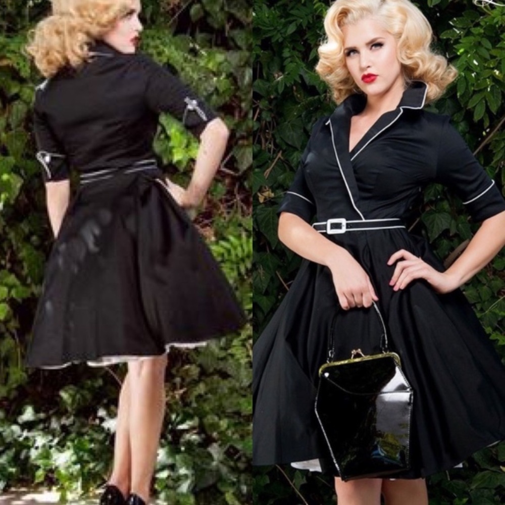 Deadly Dames by Micheline Pitt Pinup Swing Haunted Housewife  Black Dress XL